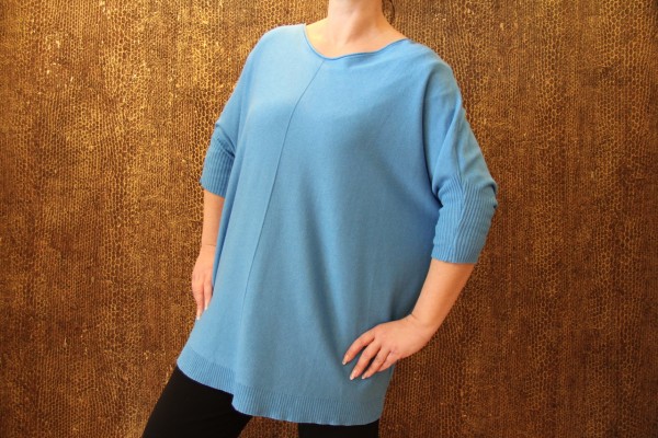 trendiges Oberteil in blau mit 3/4 Arm -Oversize-
