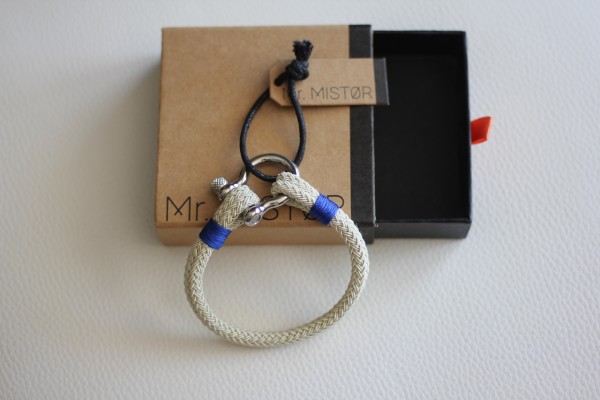 Herrenarmband MISTOR mit Schäkelverschluß in beige/blau