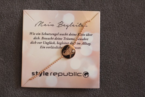 Armband ´Mein Begleiter´ in rose mit Flügelsymbol und Stein