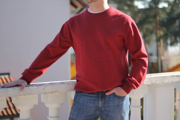 TOM RIPLEY-Pullover rot mit Rundausschnitt in Größe L und XL