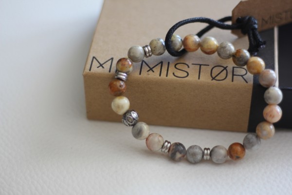 Herrenarmband MISTOR mit erdfarbenen Kugelsteinen ONE SIZE