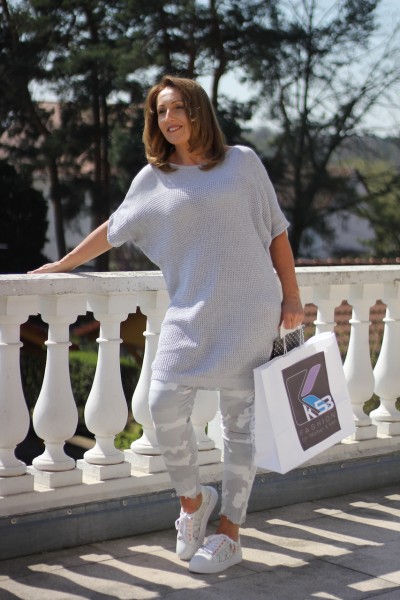 graue Camouflage-Hose mit Fransen in ONE SIZE