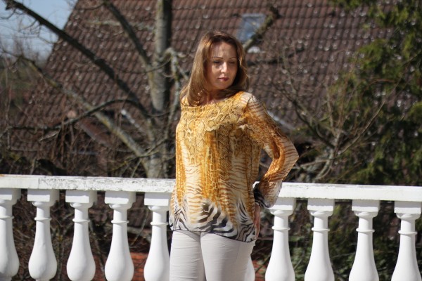 Tunika mit Print in senf ONE SIZE