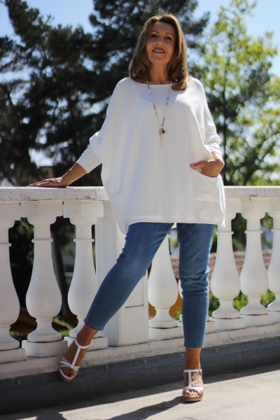 blaue 7/8 Jeans mit Glitzersteine in Größe 44