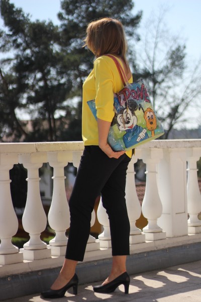 ausgefallene Shopper-Bag Unikat aus Leder´Disney DONE´