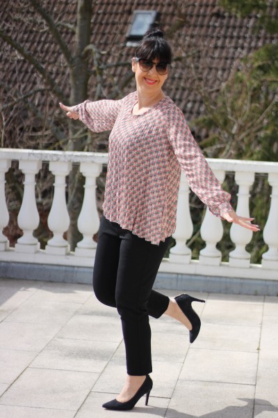 Plissee-Bluse ONE SIZE in ROST-MINT Farbe