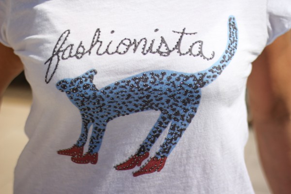 T-Shirt ´fashionista´ weiß-blau ONE SIZE
