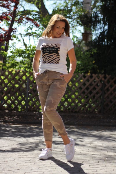 braune Camouflage-Hose mit Tunnelzug in ONE SIZE