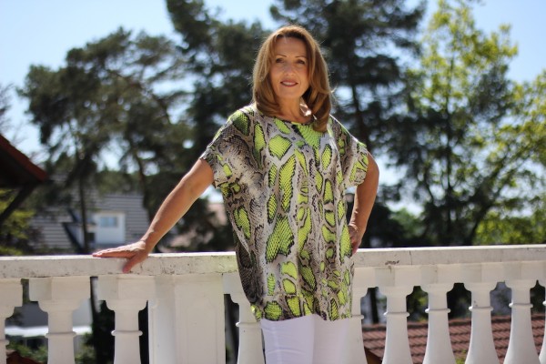 gelbe Bluse im Schlangenlook mit V-Ausschnitt am Rücken in ONE SIZE