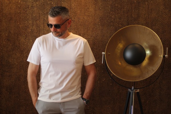 Funktional T-Shirt weiß Rundhals in Slim-Fit PURE