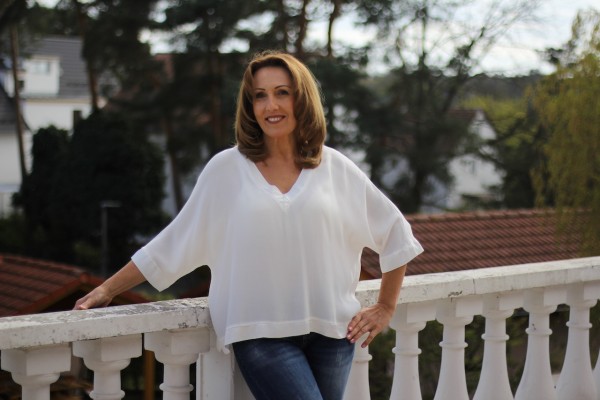 Bluse mit 3/4 Ärmel in weiß in ONE SIZE
