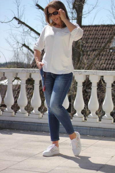 Blue Monkey Jeans ´VIVI´ in blau mit Fransengürtel