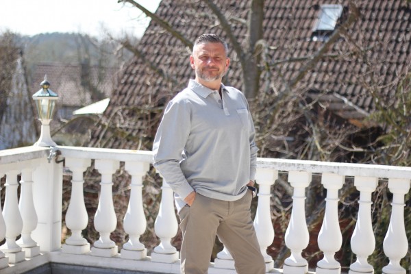 leichtes BASIC langarm Poloshirt in grau