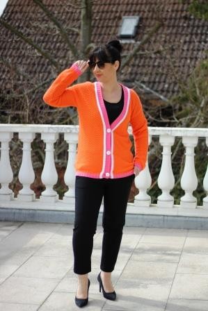 farbenfrohe Sommerjacke in der Trendfarbe orange/pink/weiß in ONE SIZE