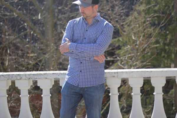 Hemd blau XL hochatmungsaktiv funktional Musterdruck in Slim-Fit PURE