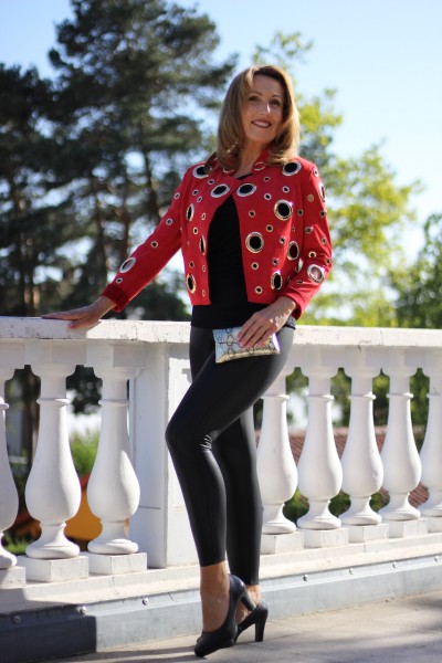 ausgefallene WILDLEDER-LOOK Jacke rot in Größe S