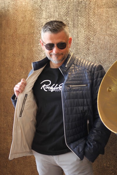 TOP trendige Lederjacke in blau Größe 54 mit geraden Schnitt MILESTONE